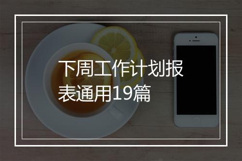 下周工作计划报表通用19篇