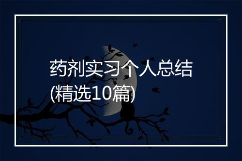 药剂实习个人总结(精选10篇)