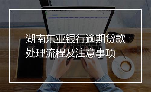 湖南东亚银行逾期贷款处理流程及注意事项