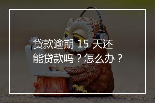 贷款逾期 15 天还能贷款吗?怎么办?