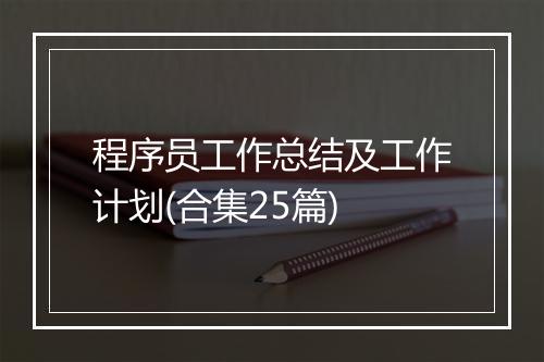 程序员工作总结及工作计划(合集25篇)