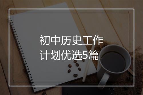 初中历史工作计划优选5篇