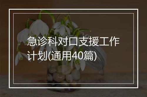 急诊科对口支援工作计划(通用40篇)