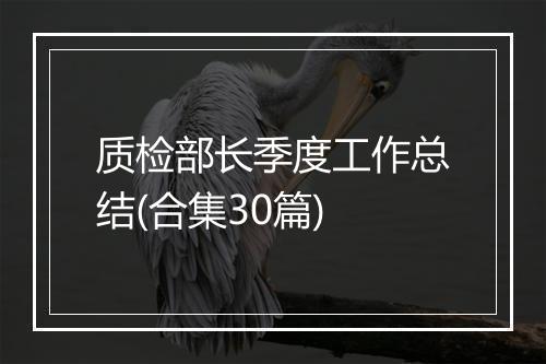 质检部长季度工作总结(合集30篇)