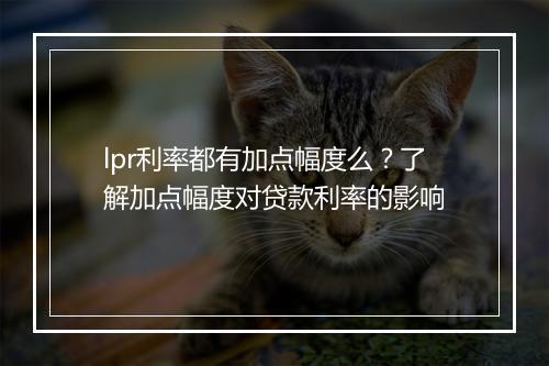 lpr利率都有加点幅度么?了解加点幅度对贷款利率的影响