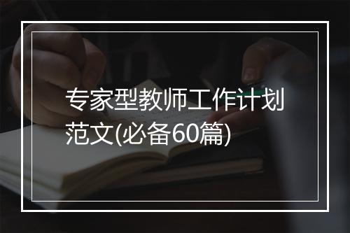 专家型教师工作计划范文(必备60篇)