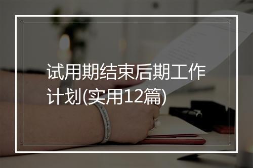 试用期结束后期工作计划(实用12篇)