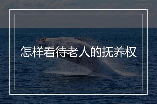 怎样看待老人的抚养权