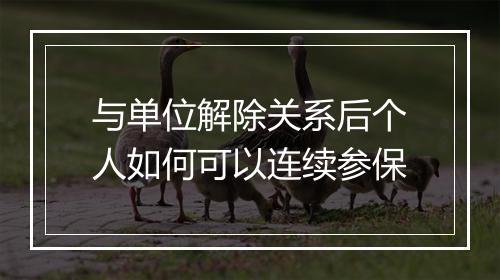 与单位解除关系后个人如何可以连续参保