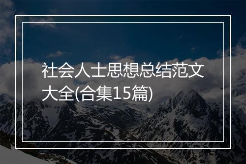 社会人士思想总结范文大全(合集15篇)