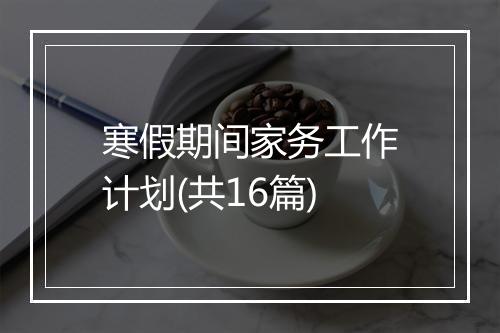 寒假期间家务工作计划(共16篇)