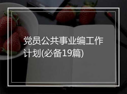 党员公共事业编工作计划(必备19篇)