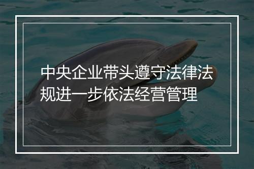 中央企业带头遵守法律法规进一步依法经营管理