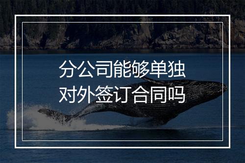 分公司能够单独对外签订合同吗