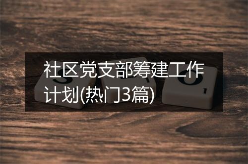 社区党支部筹建工作计划(热门3篇)