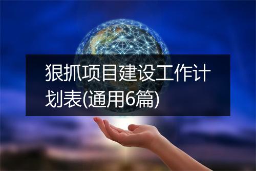 狠抓项目建设工作计划表(通用6篇)