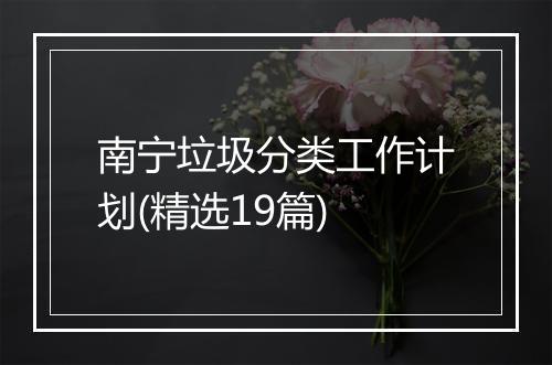 南宁垃圾分类工作计划(精选19篇)