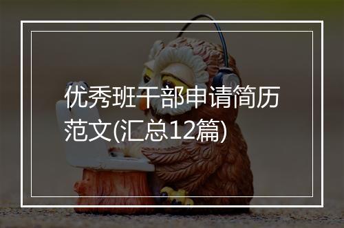 优秀班干部申请简历范文(汇总12篇)