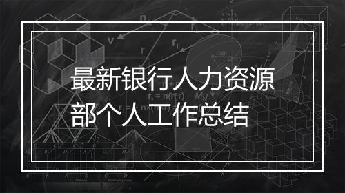 最新银行人力资源部个人工作总结