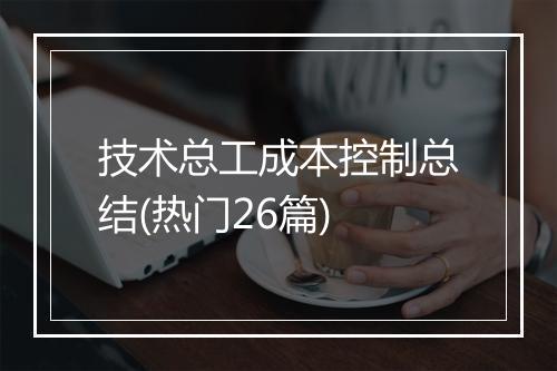 技术总工成本控制总结(热门26篇)