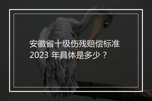 安徽省十级伤残赔偿标准 2023 年具体是多少?