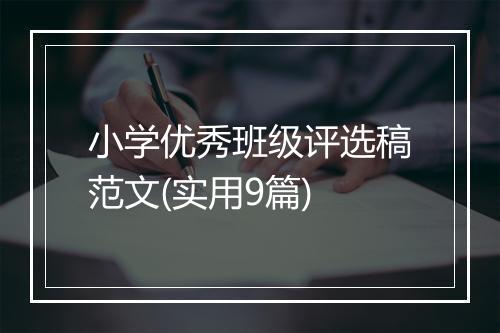 小学优秀班级评选稿范文(实用9篇)