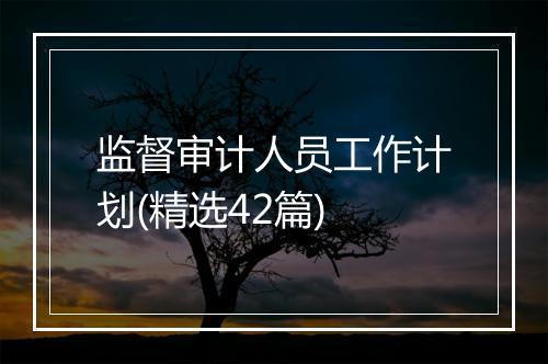 监督审计人员工作计划(精选42篇)