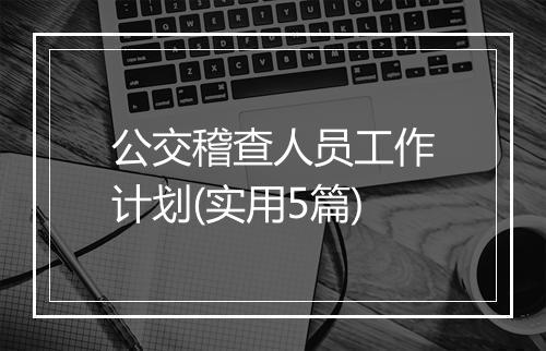 公交稽查人员工作计划(实用5篇)
