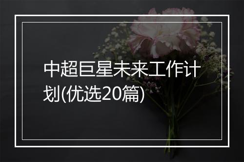 中超巨星未来工作计划(优选20篇)