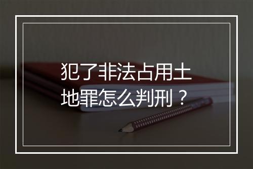 犯了非法占用土地罪怎么判刑?