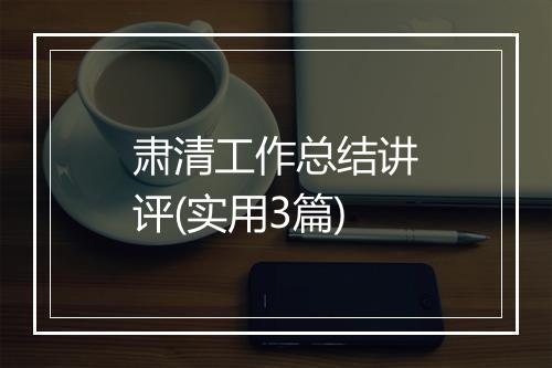 肃清工作总结讲评(实用3篇)
