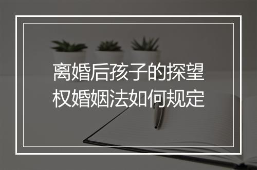 离婚后孩子的探望权婚姻法如何规定