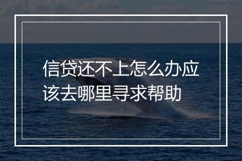 信贷还不上怎么办应该去哪里寻求帮助
