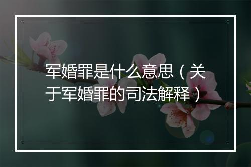 军婚罪是什么意思(关于军婚罪的司法解释)