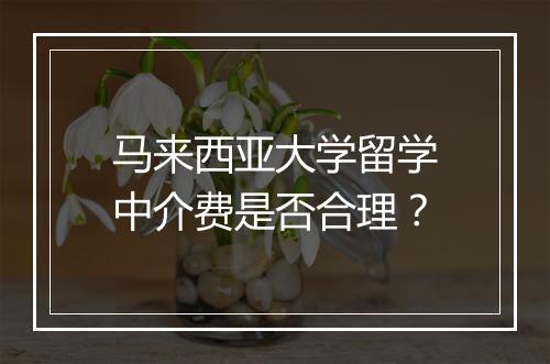 马来西亚大学留学中介费是否合理?