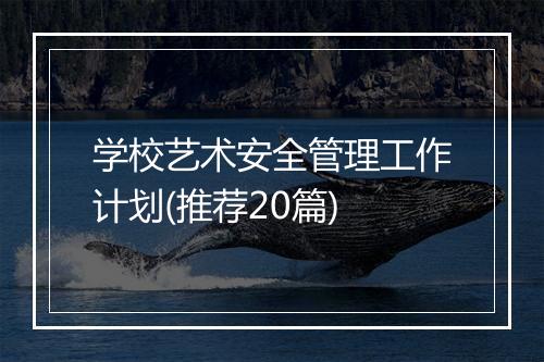 学校艺术安全管理工作计划(推荐20篇)
