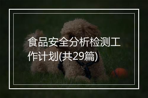 食品安全分析检测工作计划(共29篇)