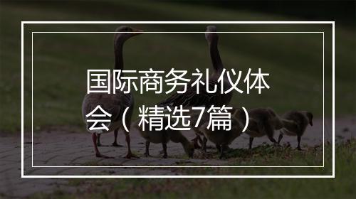 国际商务礼仪体会(精选7篇)