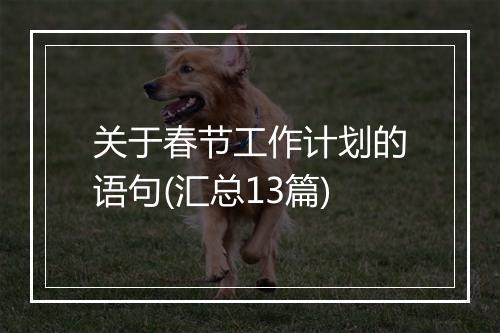 关于春节工作计划的语句(汇总13篇)