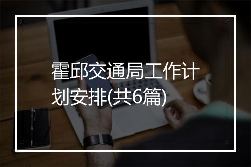 霍邱交通局工作计划安排(共6篇)
