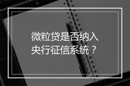 微粒贷是否纳入央行征信系统?