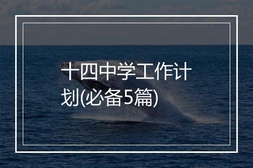 十四中学工作计划(必备5篇)