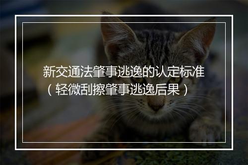 新交通法肇事逃逸的认定标准(轻微刮擦肇事逃逸后果)
