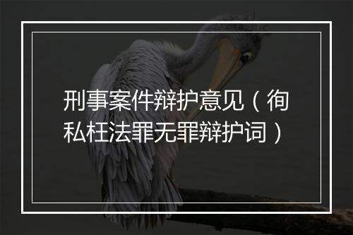刑事案件辩护意见(徇私枉法罪无罪辩护词)