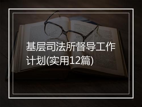 基层司法所督导工作计划(实用12篇)