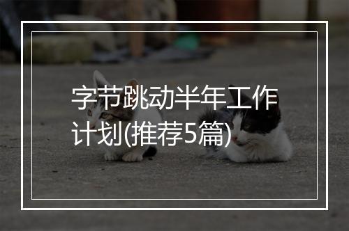 字节跳动半年工作计划(推荐5篇)