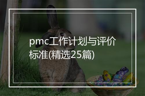 pmc工作计划与评价标准(精选25篇)