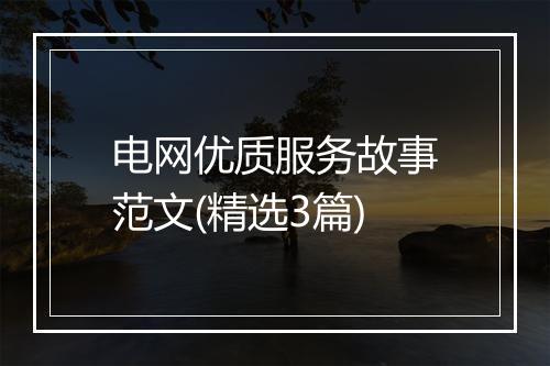 电网优质服务故事范文(精选3篇)