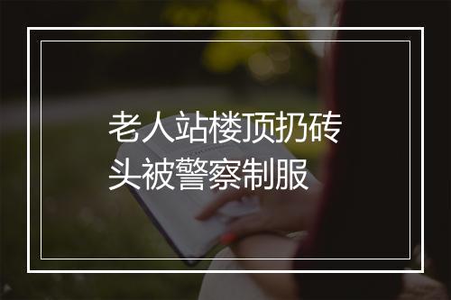 老人站楼顶扔砖头被警察制服