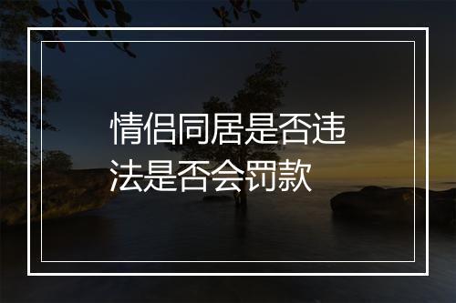 情侣同居是否违法是否会罚款